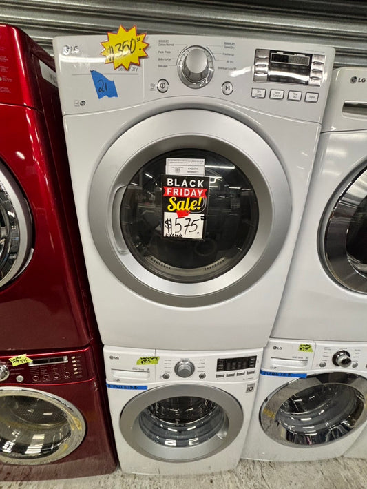 📢black Friday sale 🦃-LG cycle washer 4.5 cu ft & dryer 7.5 cu ft set electric 220v front load stackable sensor dry He In white #WD11Q4JL
