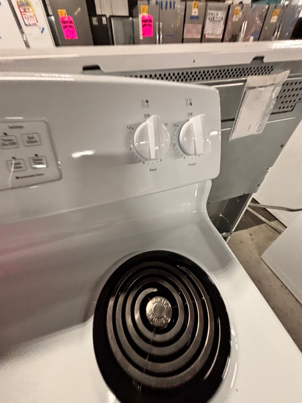 >GE white electric coil top range like new coil 220v bake /Broil 4 burner used-Refurbished  great condition 30" #GRE6H5B