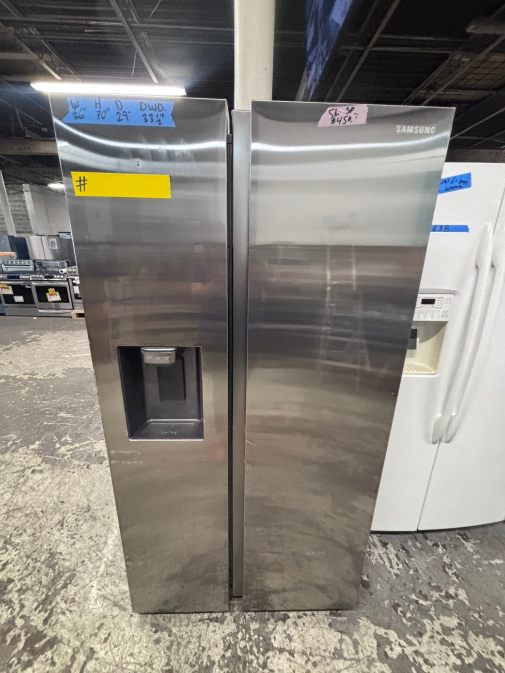 >*July 4th sale🇺🇸🔥Side x side  Refrigerator stainless steel with ice maker & water dispenser /. 36’’used-Refurbished. Item number  #RF66012B