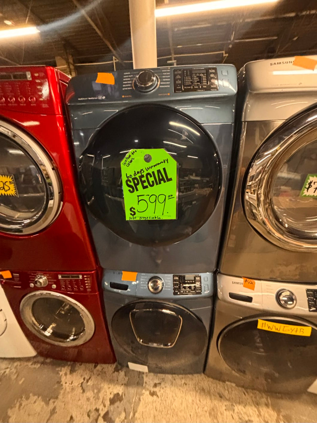}}SALE🔥🎈samsung washer & dryer set electric 220v front load stackable or side by side working 💯  with warranty - sensor dry in sky blue   #F2SKP7SET