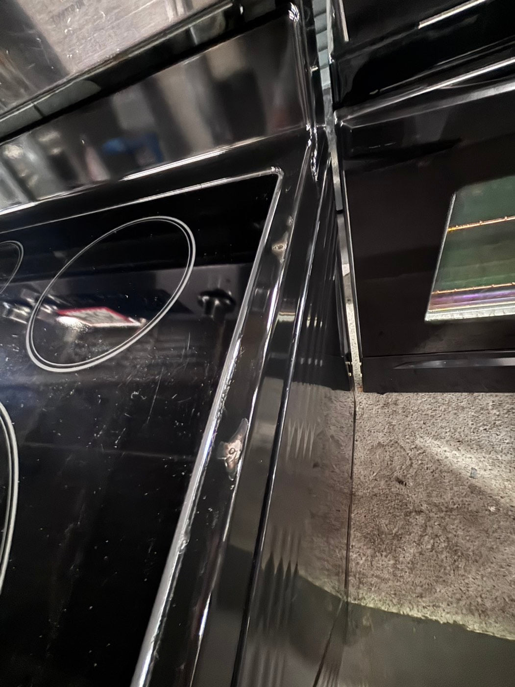 >Samsung  electric 220v glass top  range 5 burner flex duo oven used -Refurbished convection bake Broil self clean black stainless steel 30" #ESS61B