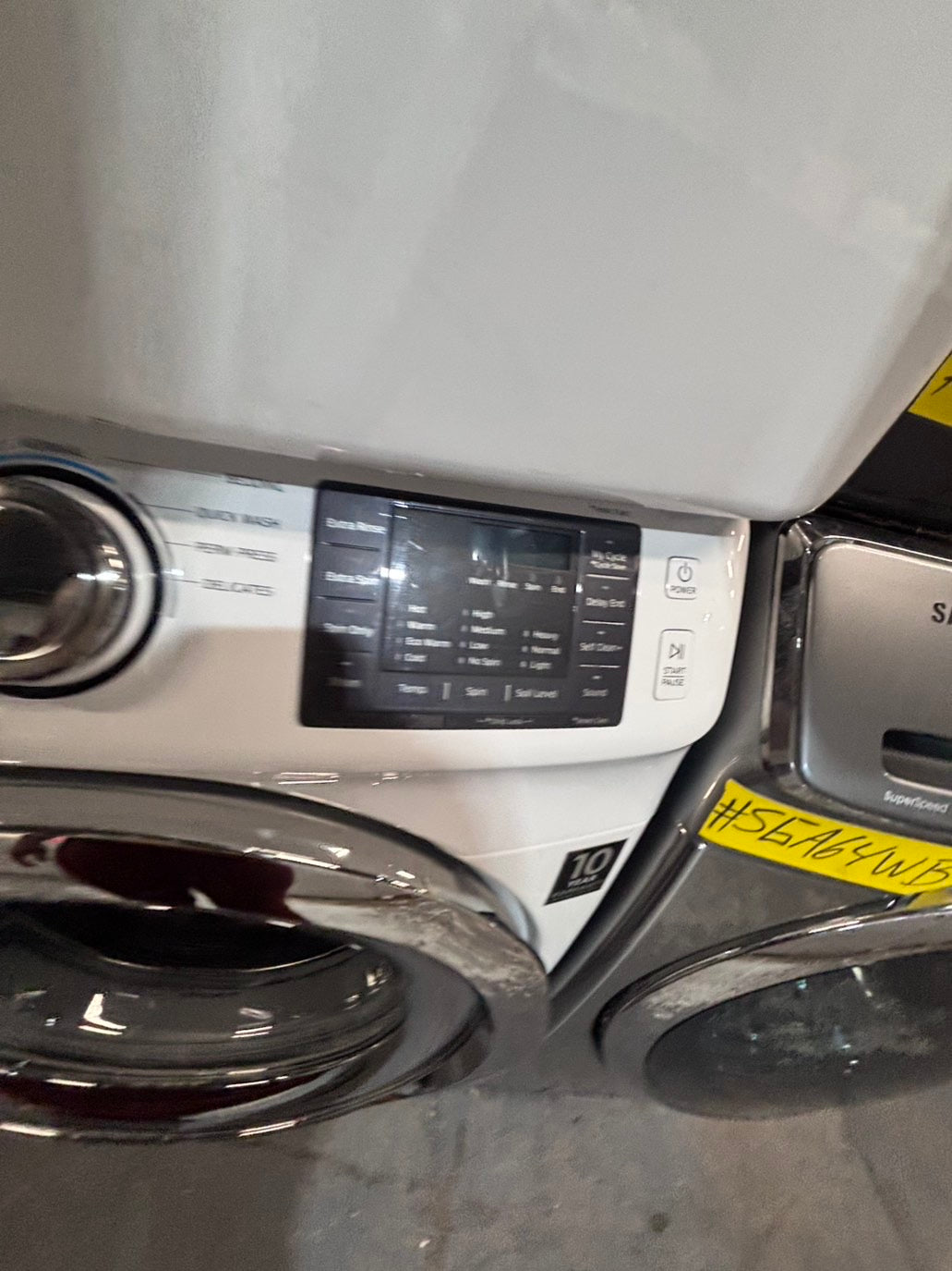 >*Samsung steam washer 4.5 cu ft & dryer 7.5 cu ft set electric steam 220v front load stackable or side by side - sensor dry white color   #WY458SET