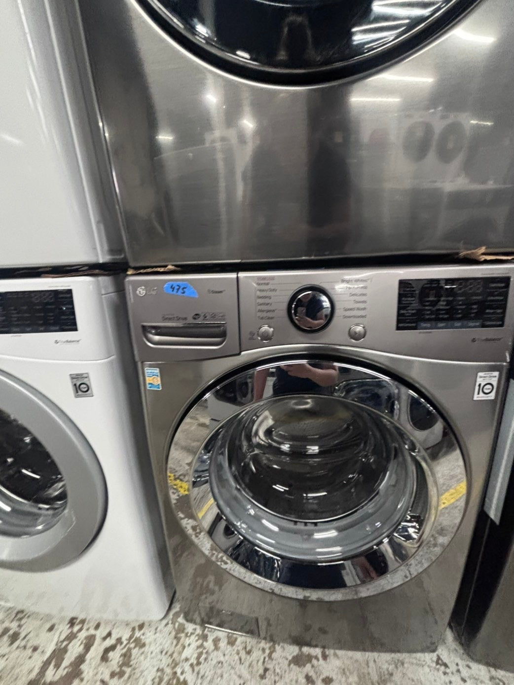 >*LG washer & dryer set electric 220v front load stackable or side by side - sensor dry in gray  #WGDS42BSET