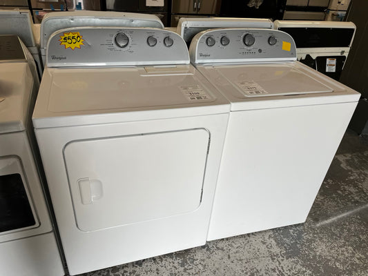 - Whirlpool washer & dryer set electric 220v side x side top load w/agitator #W143MB