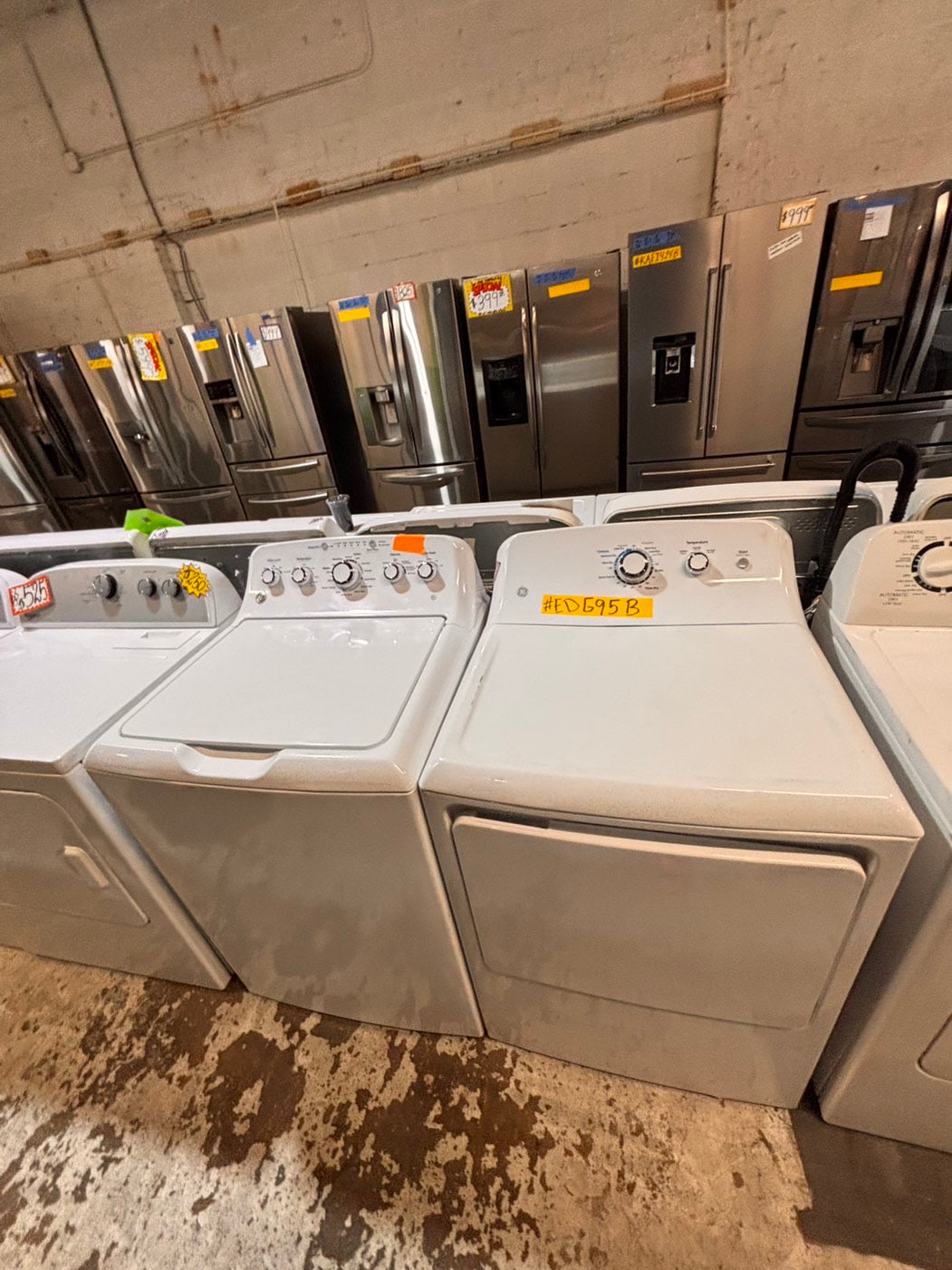 >*GE white  top top load washer with agitator  large capacity & dryer set electric 220v side x side top load stainless steel drum white color used-refurbished #GWD9ABB