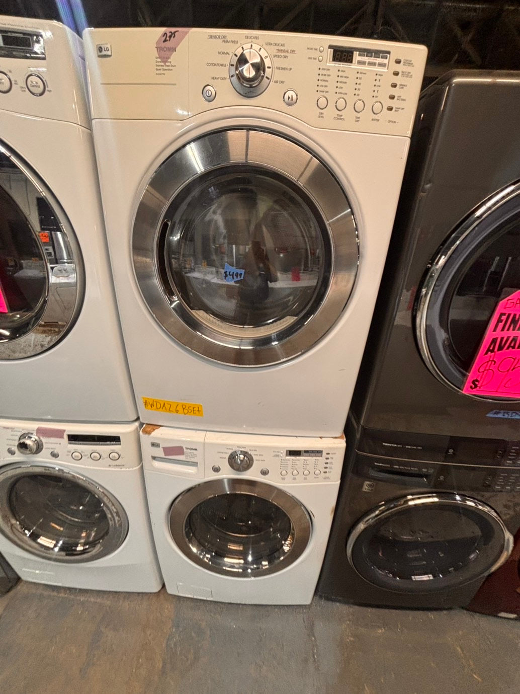 >* special🎉LG washer & dryer set electric 220v front load stackable or side by side - sensor dry in white  #WDAZ6SET