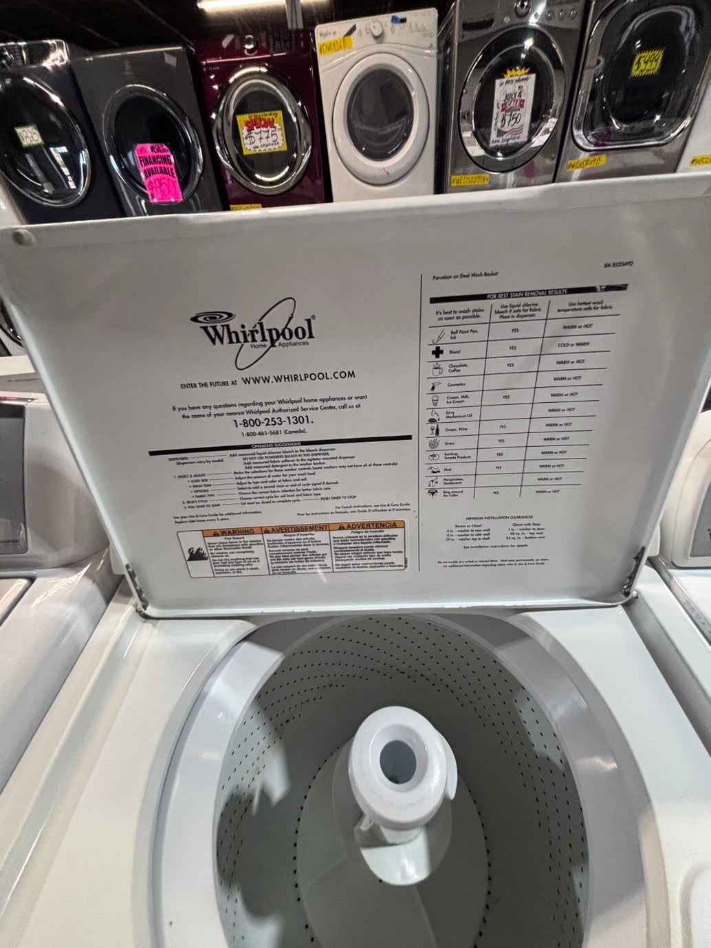 >*whirlpool top load washer large capacity with removable agitator  & electric dryer 220v  set top load side by side #MN33YB