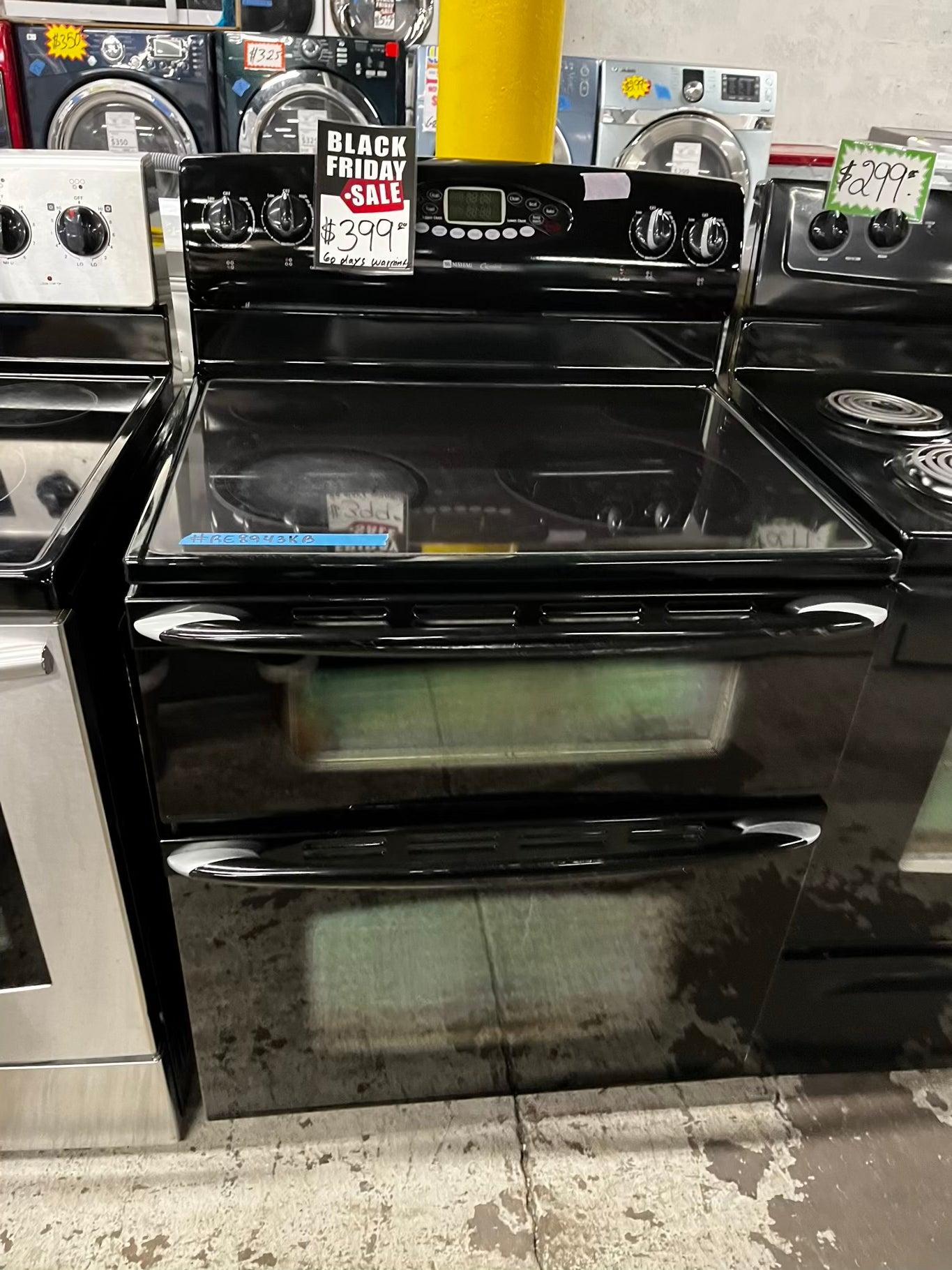 🎉 BLACK FRIDAY ⚡️ Maytag glass top electric range 220v double oven 4 burner  Refurbished  bake Broil toast self clean in black 30" #RE8943KB