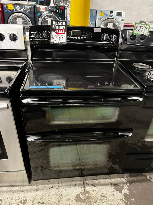 🎉 BLACK FRIDAY ⚡️ Maytag glass top electric range 220v double oven 4 burner  Refurbished  bake Broil toast self clean in black 30" #RE8943KB