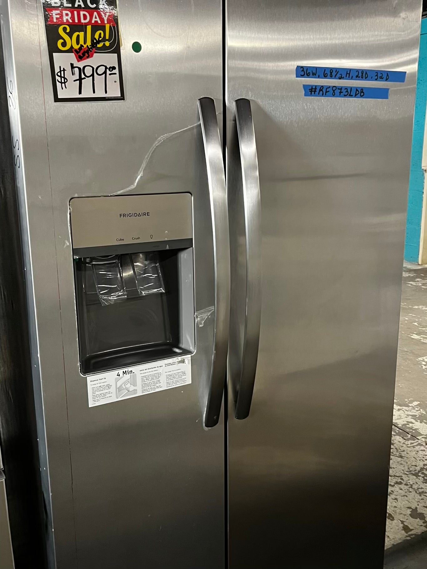 ~ Open Box 📦 | scratch & dent Frigidaire side x side  refrigerator w/ice water dispenser stainless steel 36" #RF8731DB