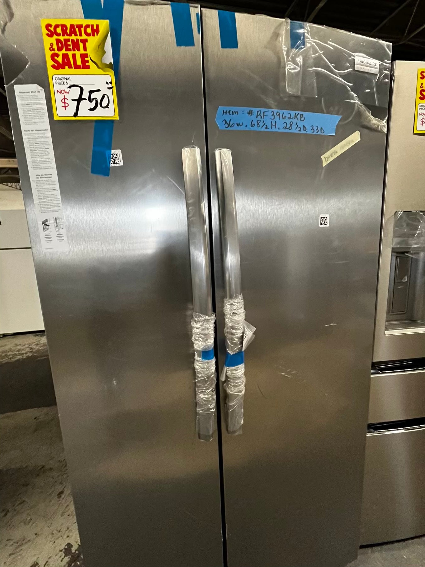 • Open Box 📦 | scratch & dent Frigidaire side x side  refrigerator w/ice water dispenser inside stainless steel 36" #RF3962kB