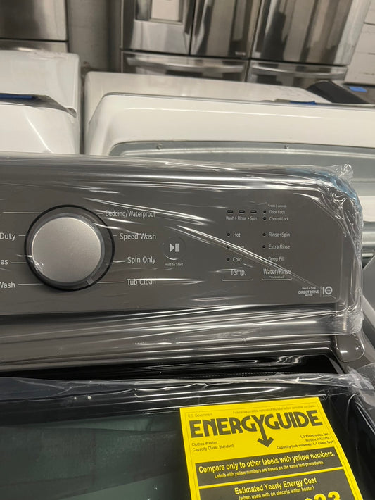 *Open box 📦 New S/d 4.1 cu. ft. Top Load Washer in Monochrome Grey with 4-Way Agitator, NeveRust Drum, SlamProof Glass Lid, and True Balance #LGT452B