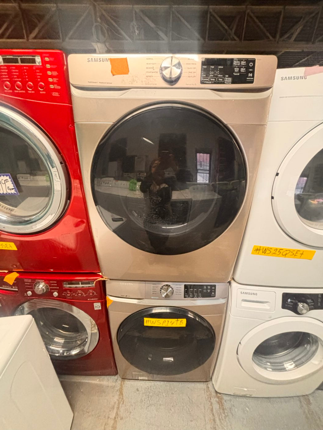} samsung washer & dryer set electric 220v front load stackable or side by side working 💯  with warranty - sensor dry in Tuscan (champagne color )   #ALSK1ZET