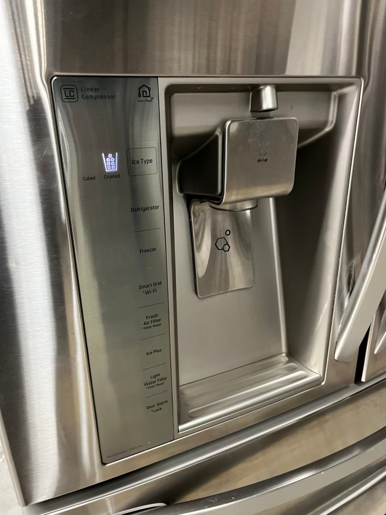 LG Four door Refrigerator stainless steel Showcase w/ ice water dispenser 36" counter-depth  #RF37479B