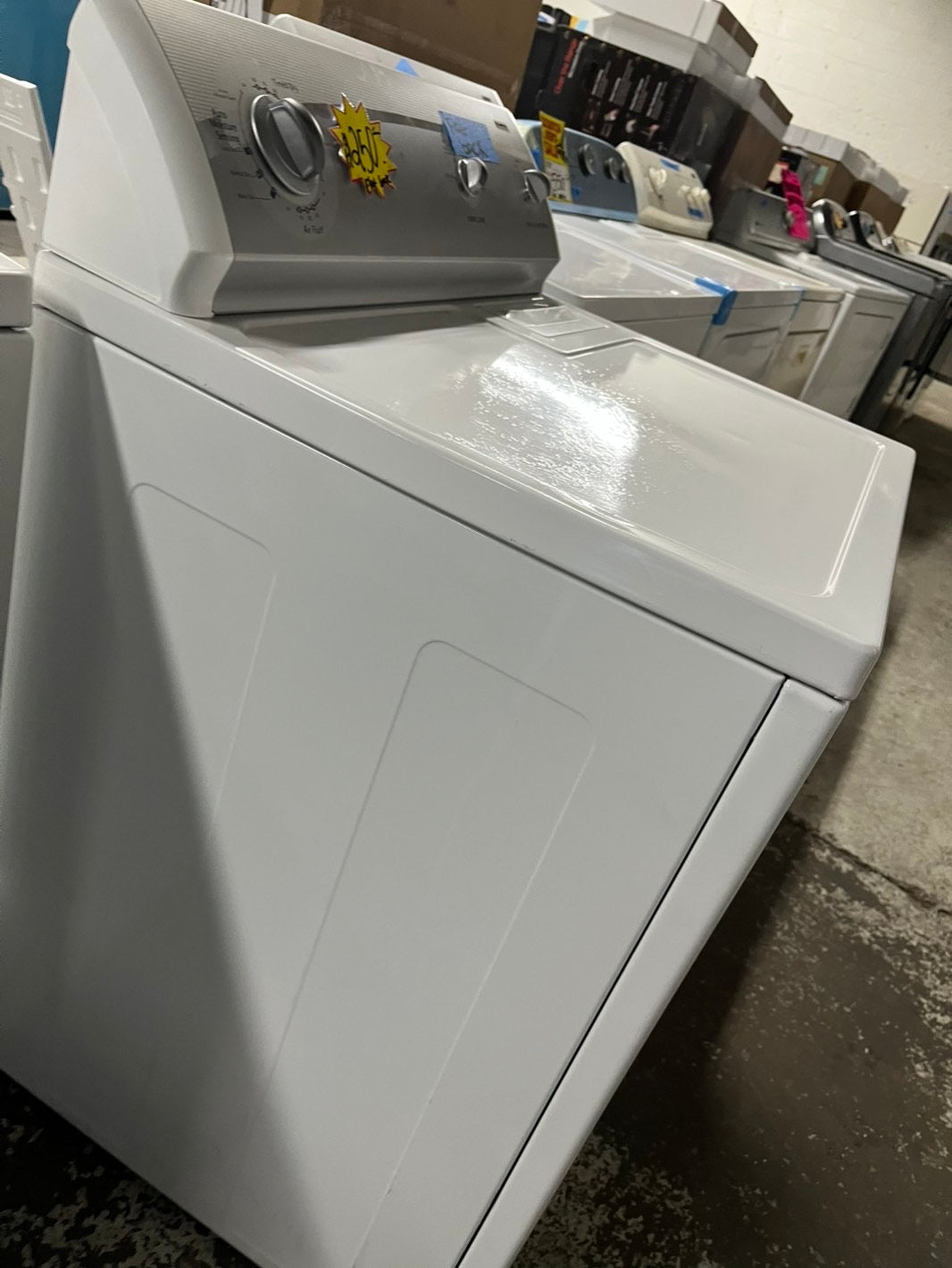 =Flat back kenmore side x side extra large capacity electric 220v dryer  29” wide.  26”in Depth used -Refurbished #EDKMFF91B