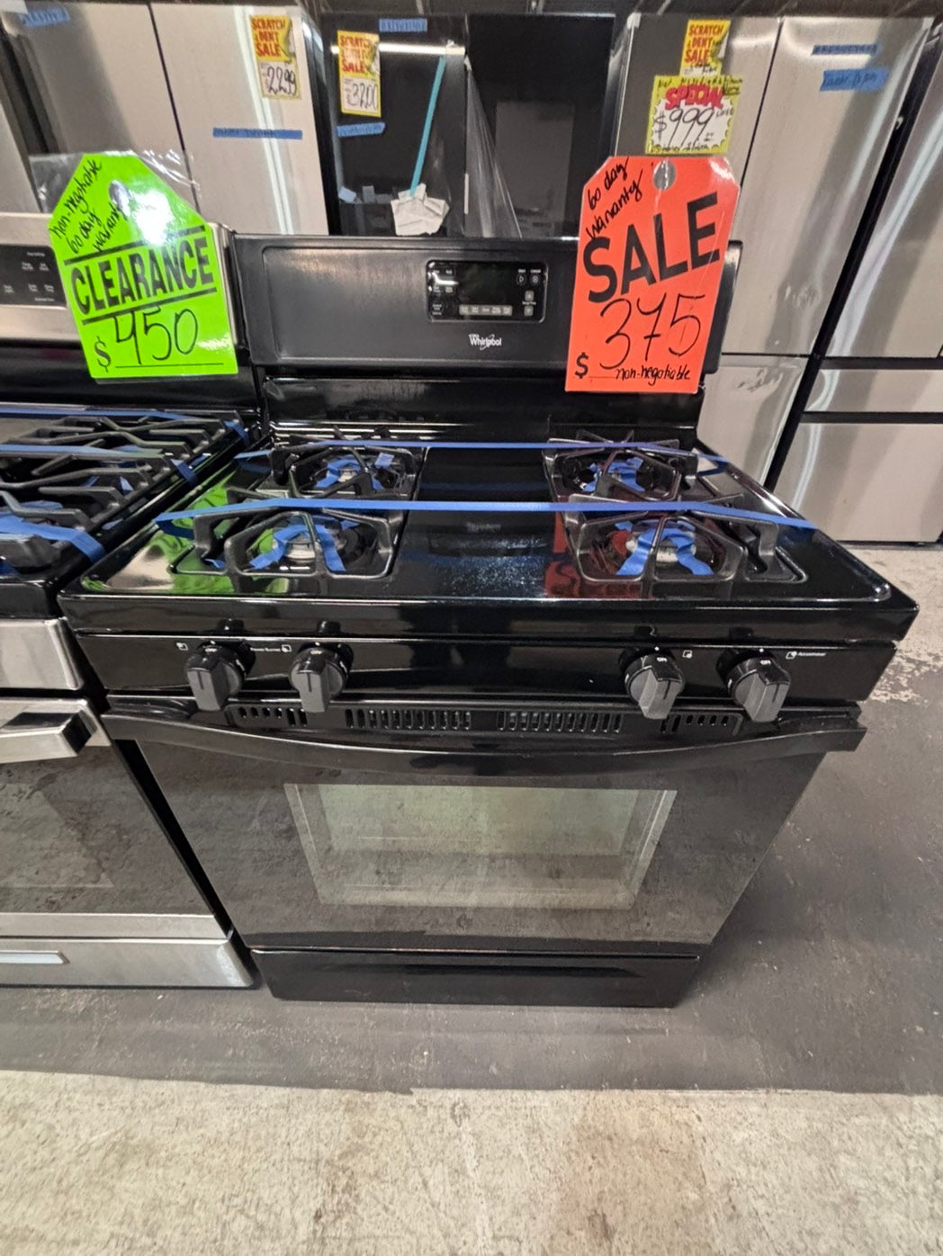 >*sale🔥whirlpool gas range 4 burner bake broil Hi/Lo self clean in stainless steel used-Refurbished 30” #GWB65YB