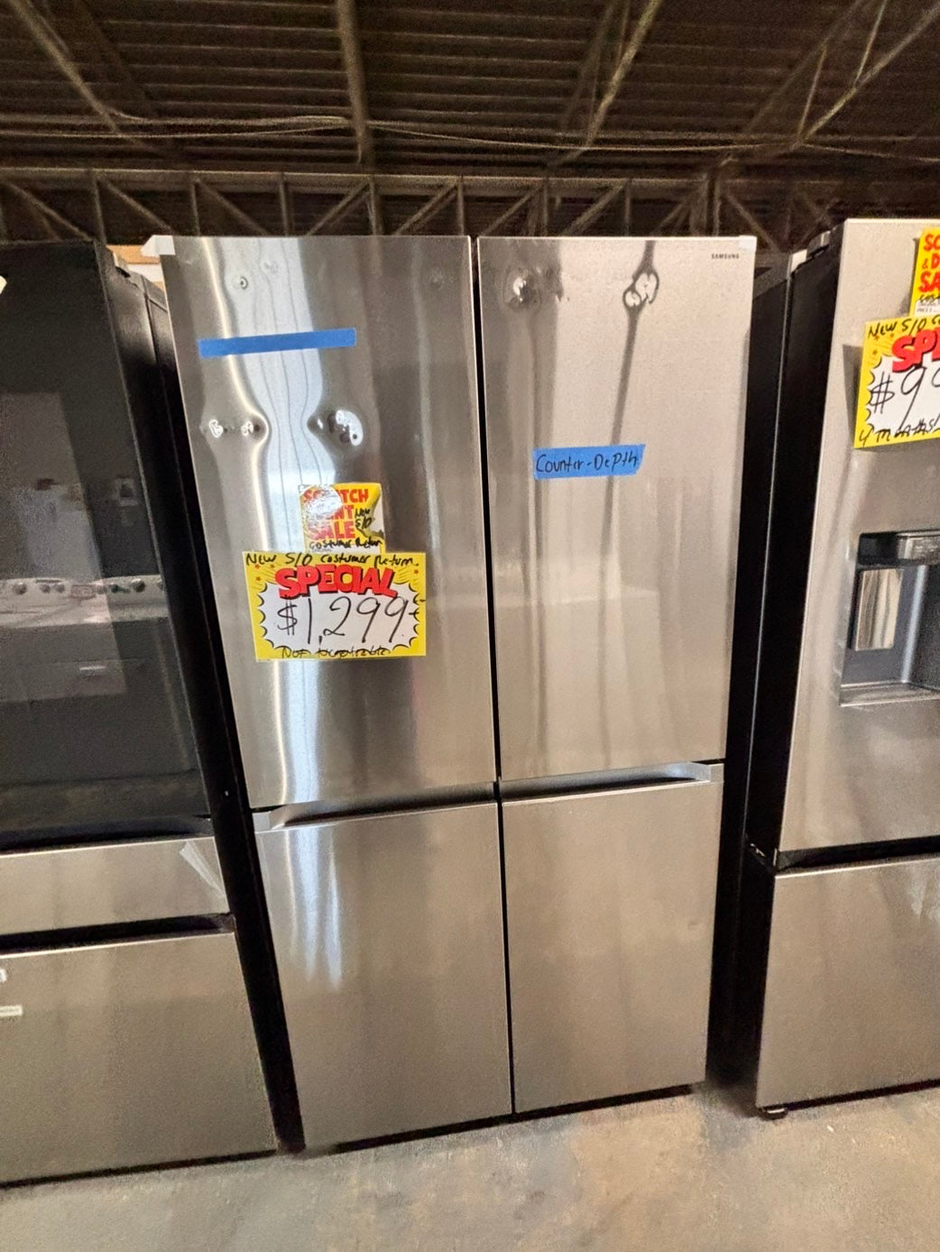 >special🎈New open box 📦 costumer return -Samsung - Bespoke 23 cu. ft. Counter Depth 4-Door French Door Refrigerator with Beverage center #RS33T41B