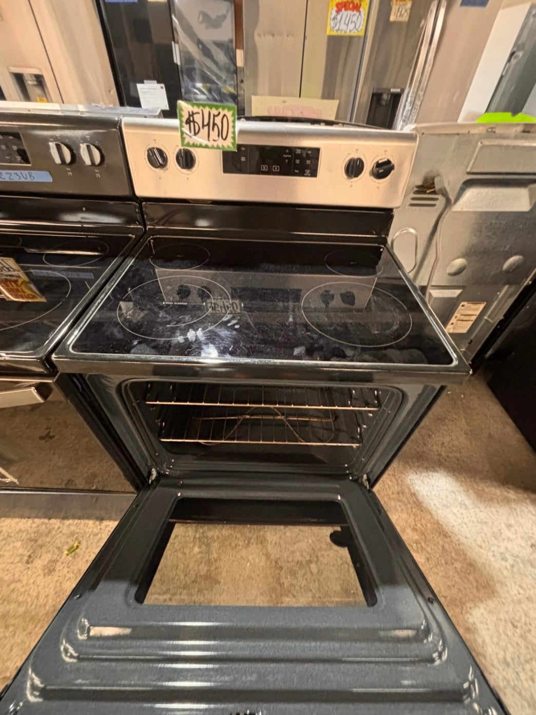 >*whirlpool electric 220v glass top range bake Broil roast self clean stainless steel 30" used-Refurbished #EWG161B