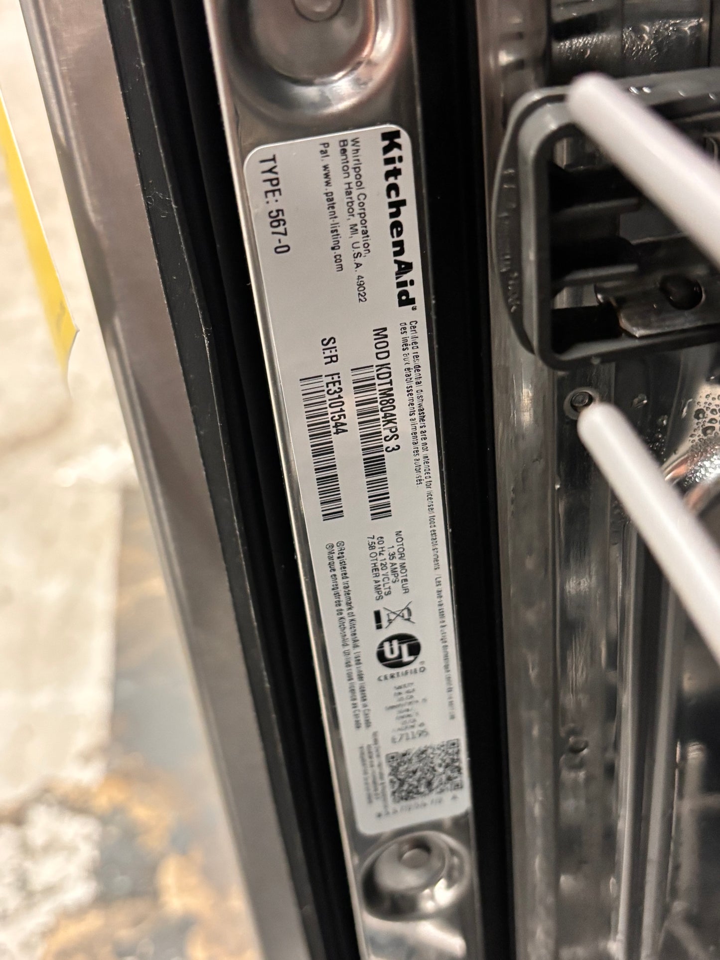 >24 in. KitchenAid - 360 Max
Jets Third Rack
Dishwasher with
Stainless Steel Third
Rack Wash Jets,                          model       number:KDTM804KPS   Stock number #KADW4H3B