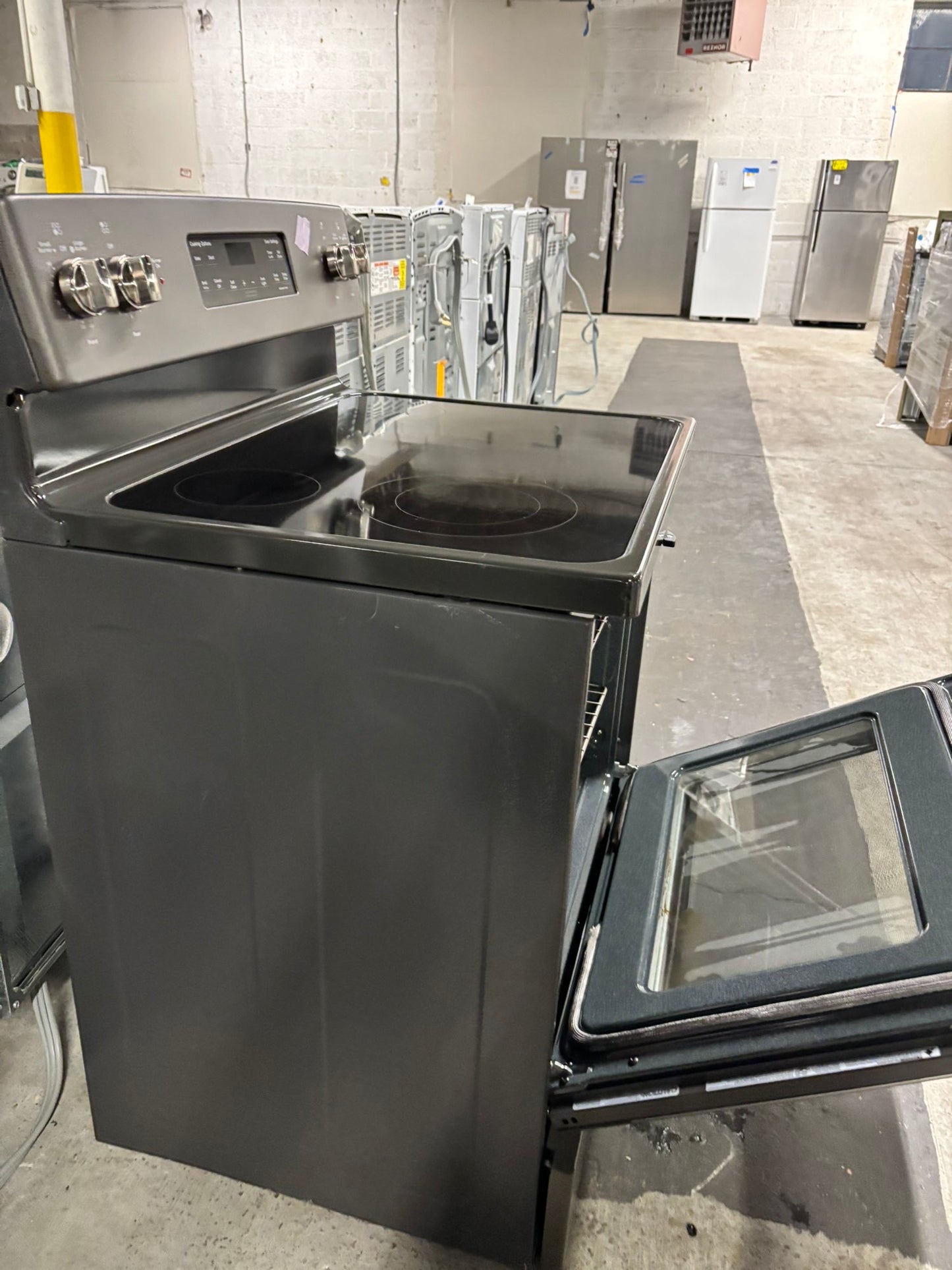 🎉 BLACK FRIDAY ⚡️ GE slate glass top electric range 220v 5 burner warm zone Refurbished stainless steel bake Broil self clean fast boil 30" #RE8941B-TS