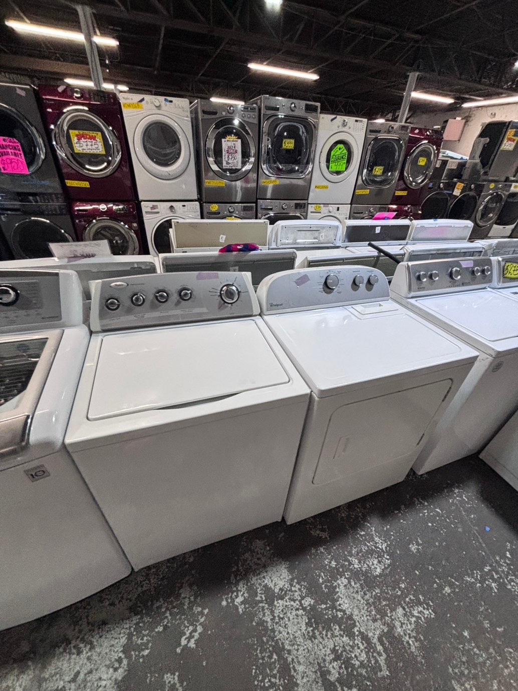 >*whirlpool top load washer large capacity with removable agitator  & electric dryer 220v  set top load side by side #MN33YB