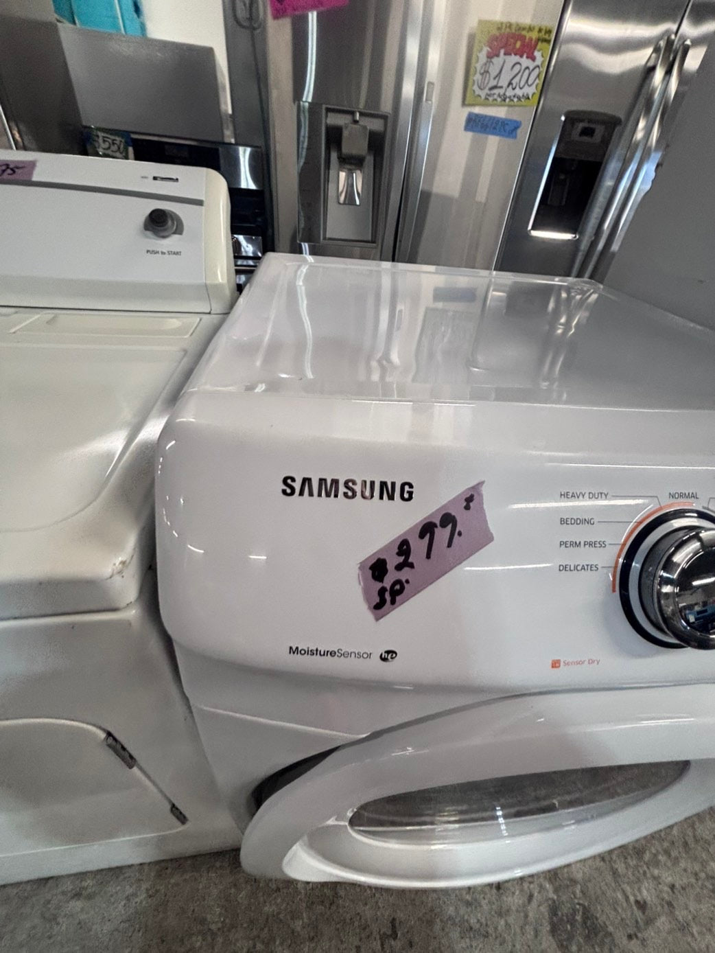 >*July 4th sale 🔥🇺🇸 samsung steam sensor Dry front load stackable electric 220v dryer in white  color used-refurbished 27" #DEQQ4NB
