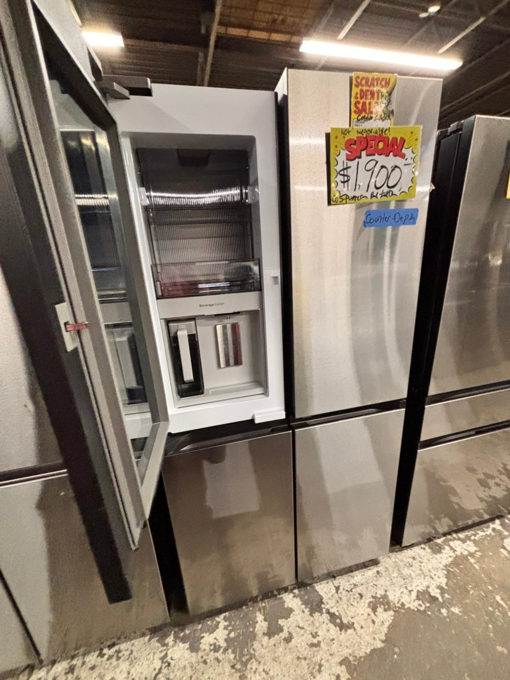 >special 🎈New open box (costumer return Samsung - Bespoke 23 Cu. Ft. 4-Door Flex French Door Counter Depth Refrigerator with Auto Open Door -#RFS3335YB