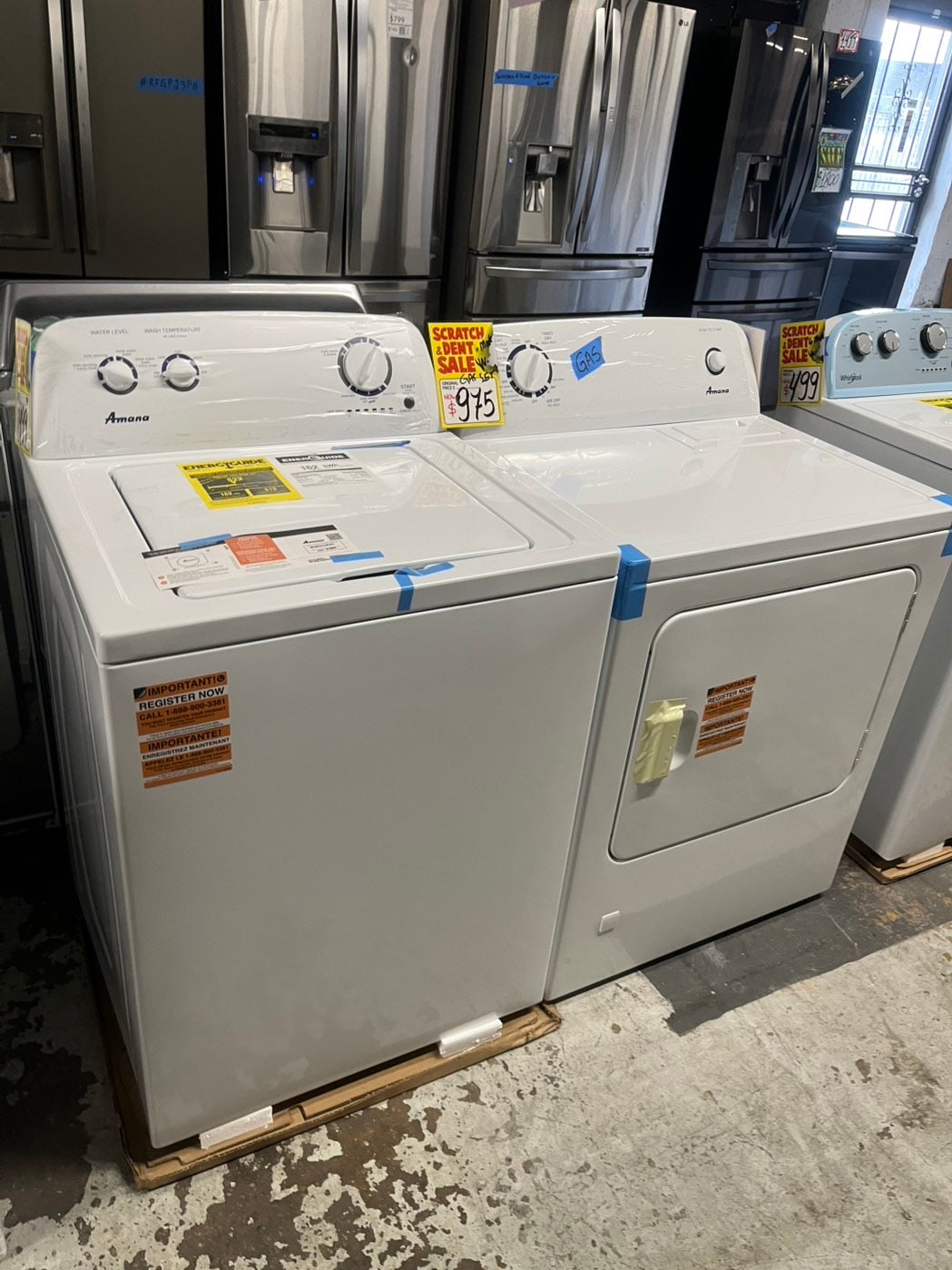 Open box 📦 New S/d Amana Top load washer 3.5 cu.ft and Top load Gas dryer 6.5 cu.ft  set white #AMW35B