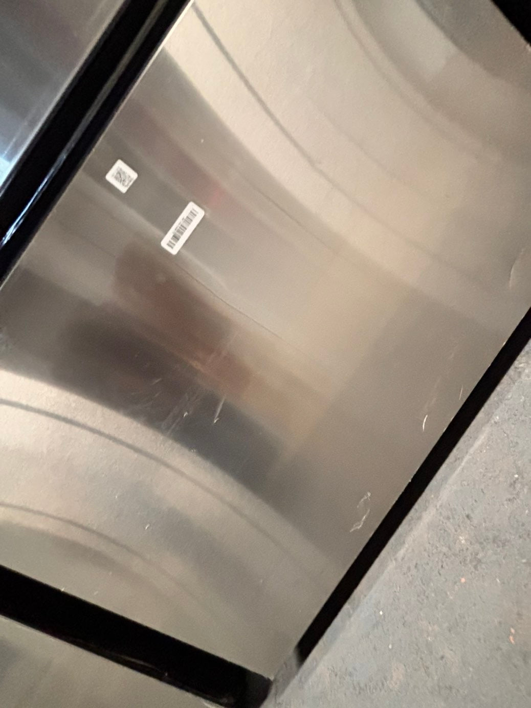 >new open box costumer return  Samsung Bespoke 23 cu. ft. Counter Depth 4-Door French Door Refrigerator in Stainless Steel with Family Hub in Charcoal Glass #RFFH1D41B