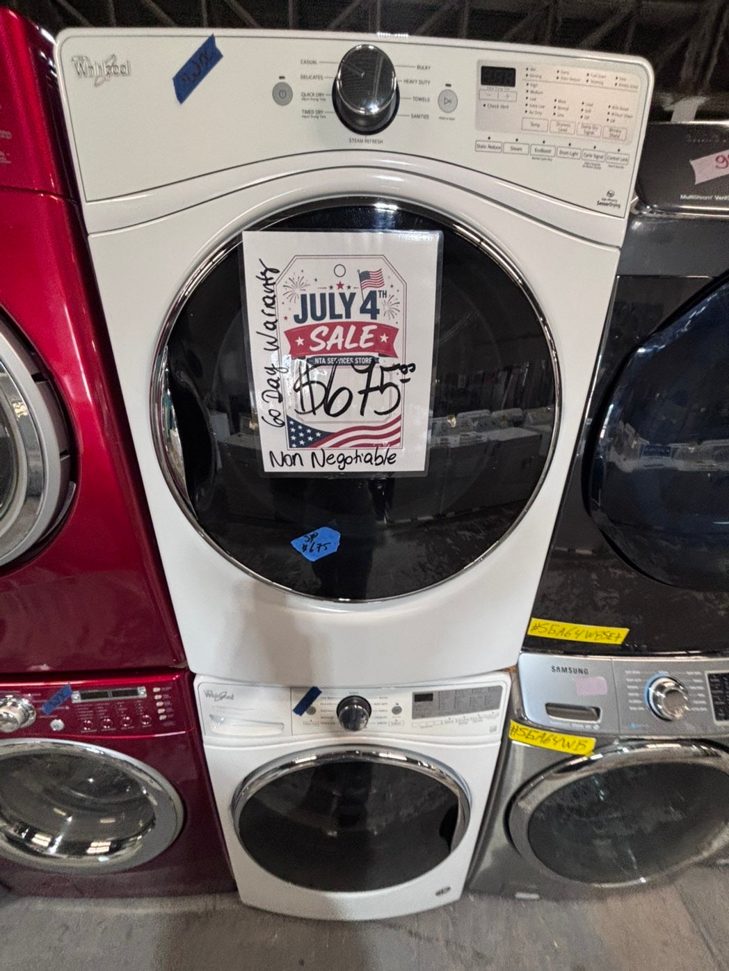 >*early July 4th special 🇺🇸whirlpool set electric 220v front load stackable or side by side - sensor dry in white color #ESSGEY2SET