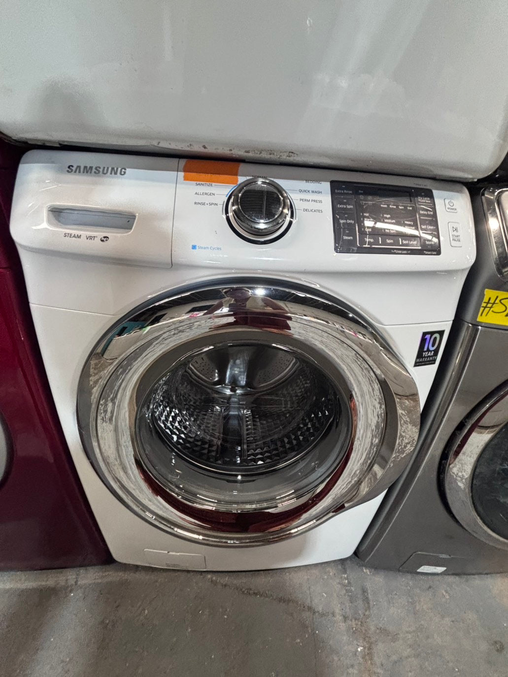 >*Samsung steam washer 4.5 cu ft & dryer 7.5 cu ft set electric steam 220v front load stackable or side by side - sensor dry white color   #WY458SET