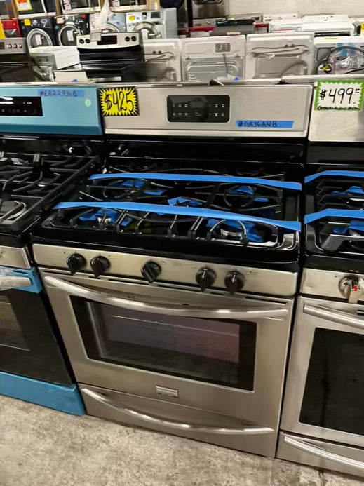 * Frigidaire Gallery Gas range 5 burner bake broil self clean in stainless steel used-Refurbished 30” #GR36A4B