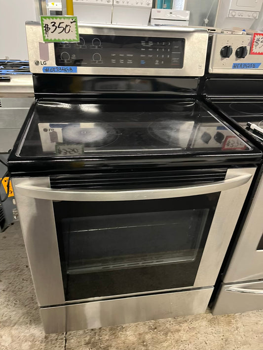 -LG electric range stainless steel 5 burner warm zone convection bake roast broil self clean 30” item number #ER334GB