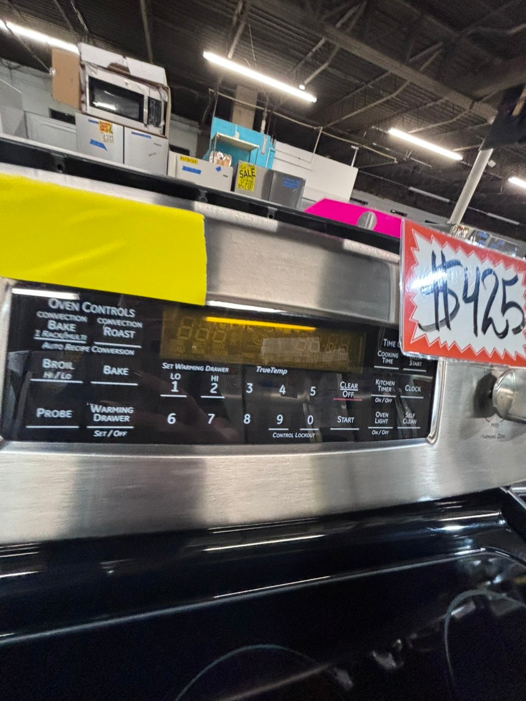 >*GE electric 220v glass top range 5 burner  bake Broil roast self clean stainless steel 30" Refurbished #ES43S3B