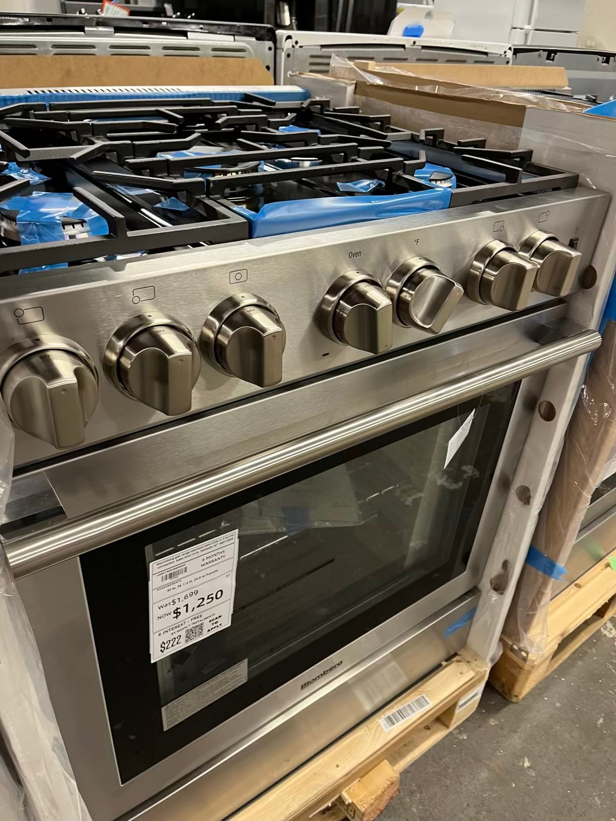 Open box 📦 Bloomberg gas range stainless steel slide in 5 burner convection bake broil hi/lo Sabbath 30" #RF739KB