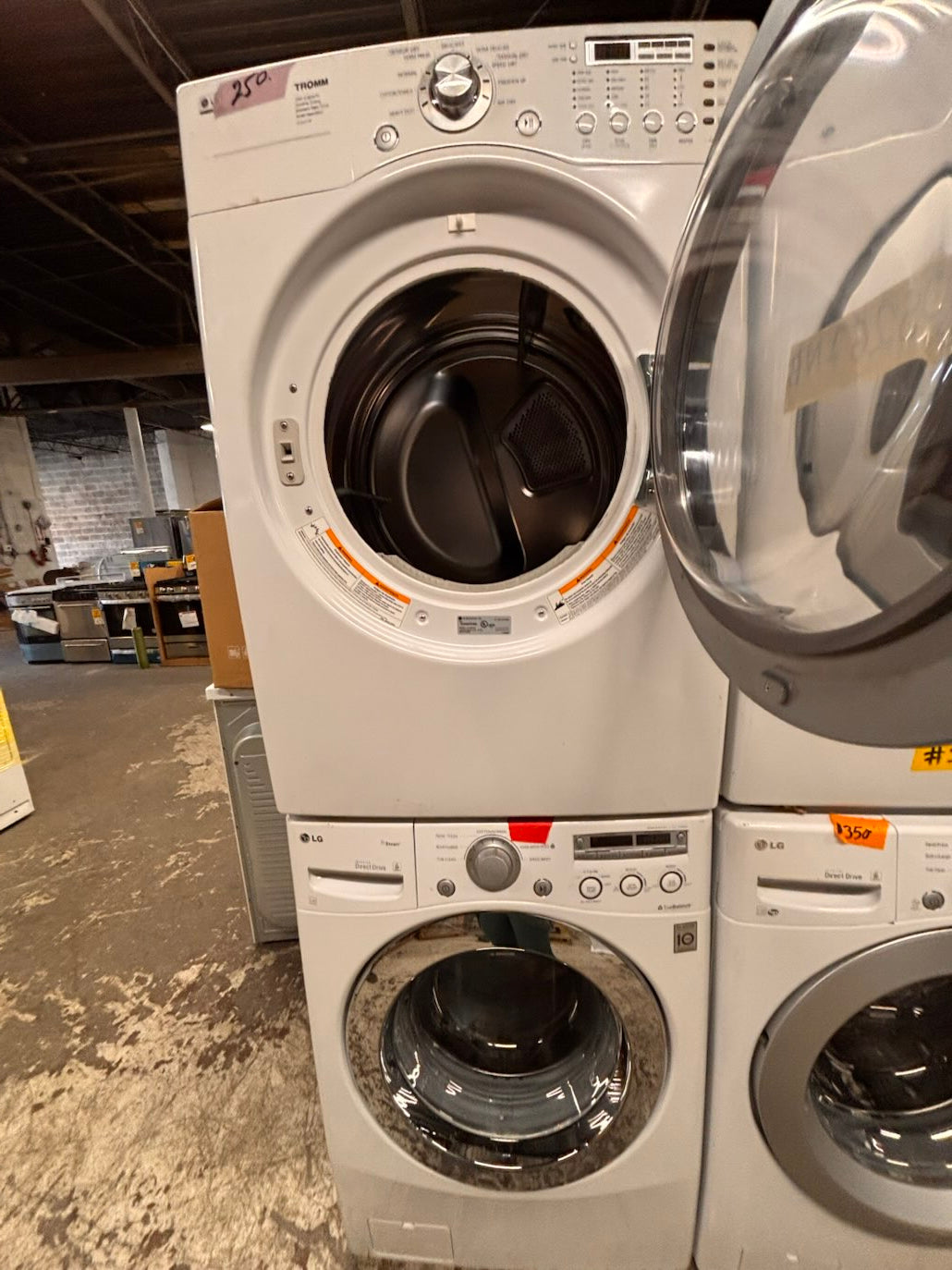 } } special🔥LG washer & dryer set large capacity,electric 220v front load stackable or side by side - sensor dry , working 💯 with warranty ! in white color used,refurbished #LGWW94SET