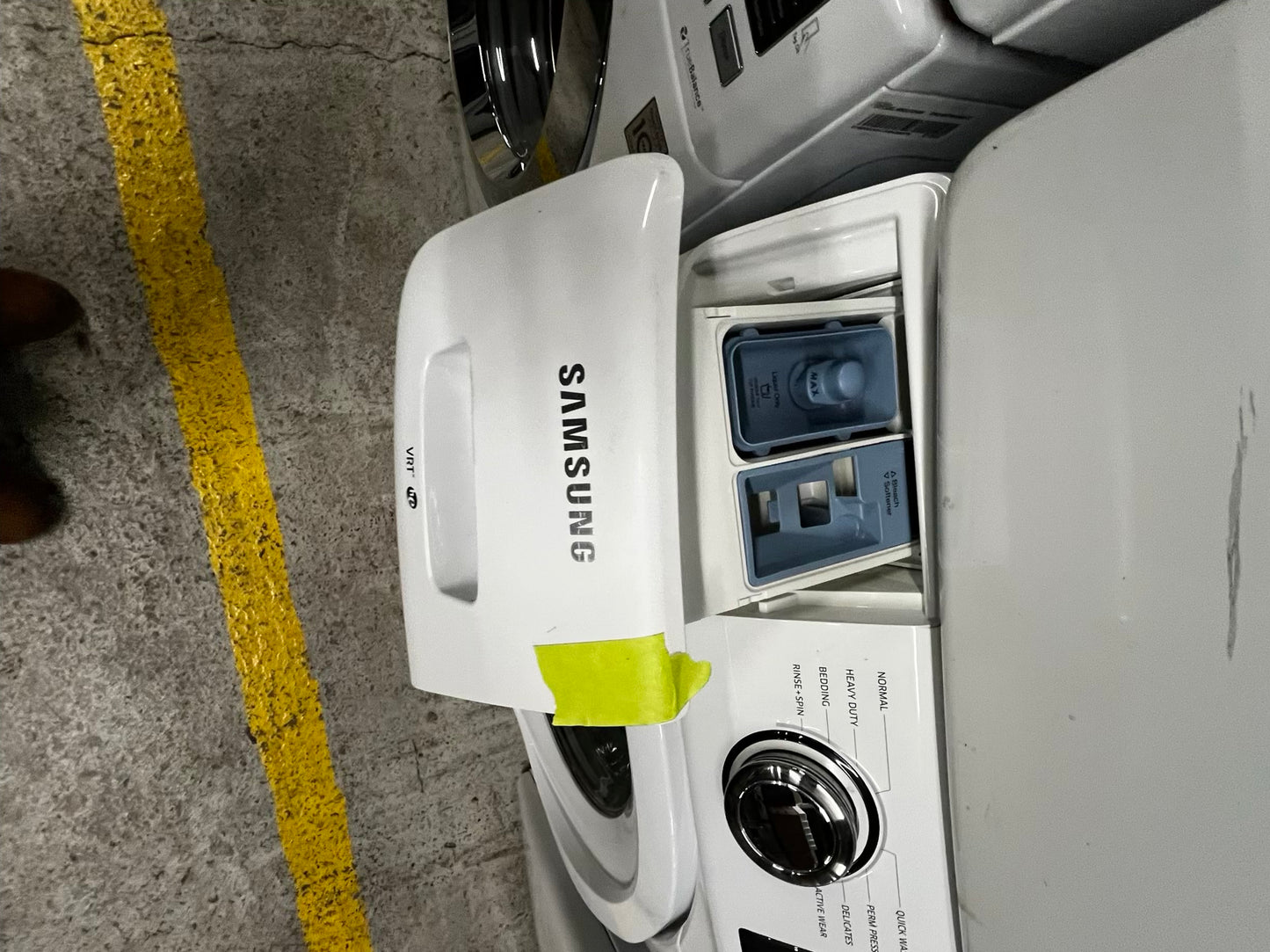 • Samsung  washer 4.5 cu ft & dryer 7.5 cu ft set electric 220v front load stackable or side by side - sensor dry He in white  #WD3946TB