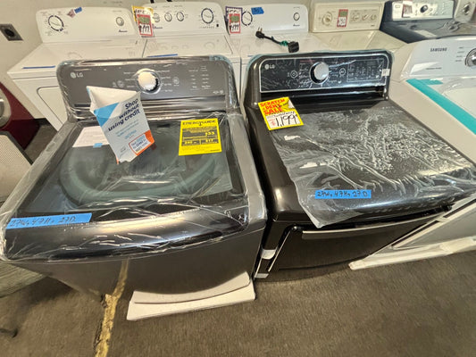 *Open box 📦 New S/d New LG Top load washer Stainless steel Drum 4.1 Cu.Ft And Electric dryer large capacity set 27” wide dark gray #WDLM41L