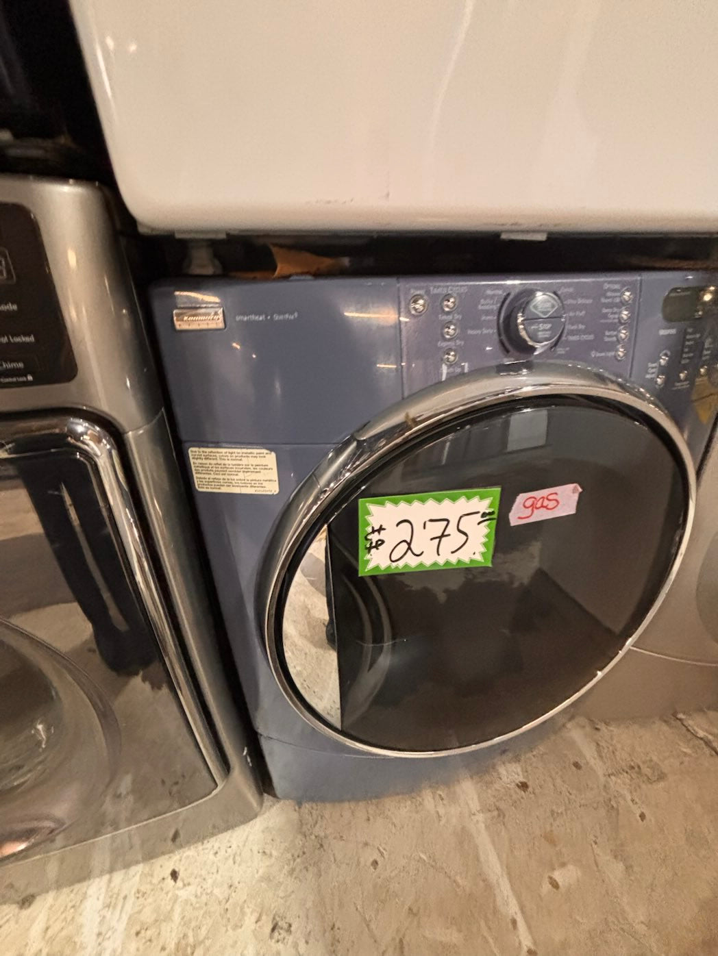 }}special Kenmore front load stackable GAS steam dryer sky blue color  27" working 💯 with warranty #GDX6FRB