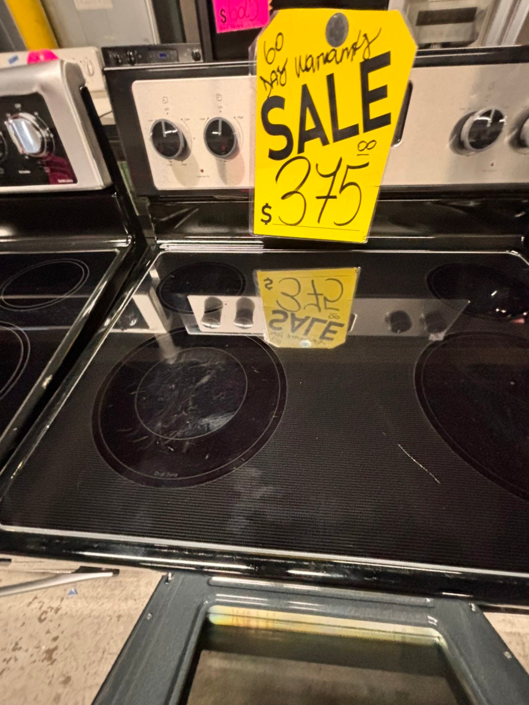 >special🌟whirlpool Glass Top electric stove  bake /broil,Self clean 30” 5 burner ,black & silver color, used-Refurbished   #WEES43GB