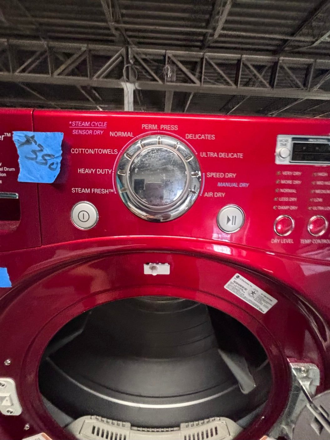 }special 🔥LG washer large capacity& GAS dryer steam set front load stackable or side by side red  27” in used-Refurbished #FWU34VBSET