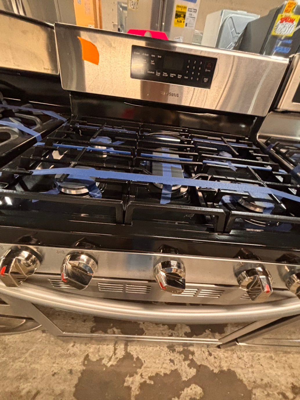 >*samsung Gas range 5 burner convection oven bake ,broil Hi/Lo self clean in stainless steel used-Refurbished 30” #SSG96B