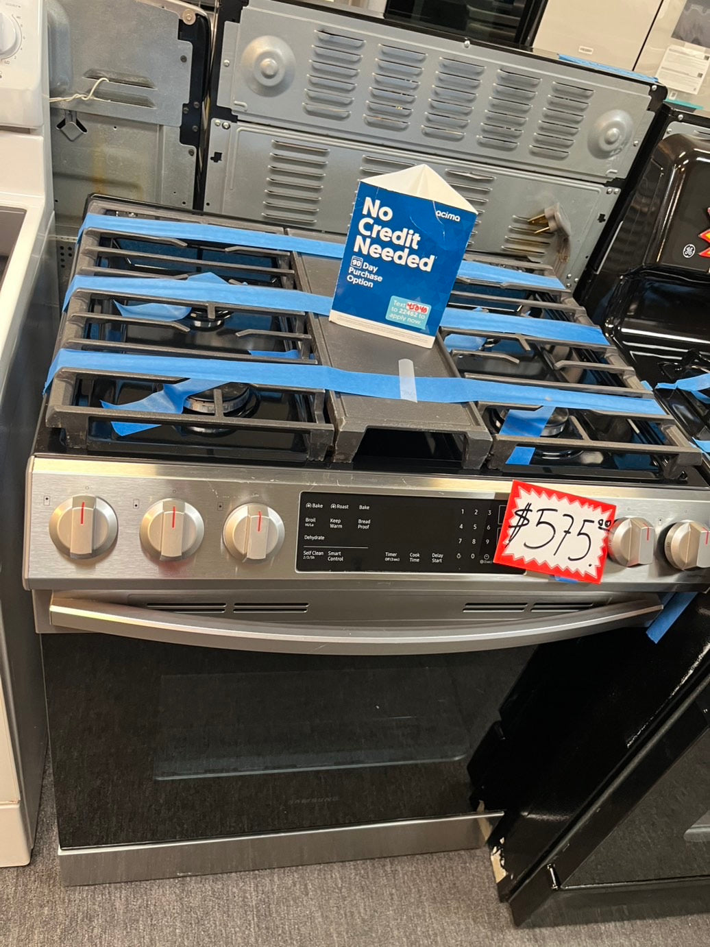 =Samsung 30”  Gas range 5 burner slide in convection bake roast broil self clean used Refurbished" item #GRSMA34L