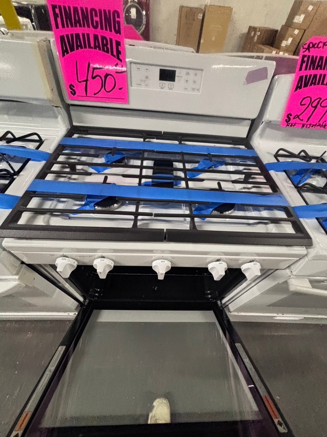 >Whirlpool Gas stove convection oven  5 Burner broil & bake 30” white used-refurbished #AWGRAB