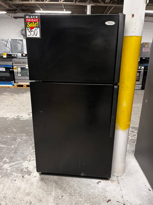 🎉 BLACK FRIDAY ~ Used | Refurbished Whirlpool top freezer refrigerator in black 33" #RF932KB