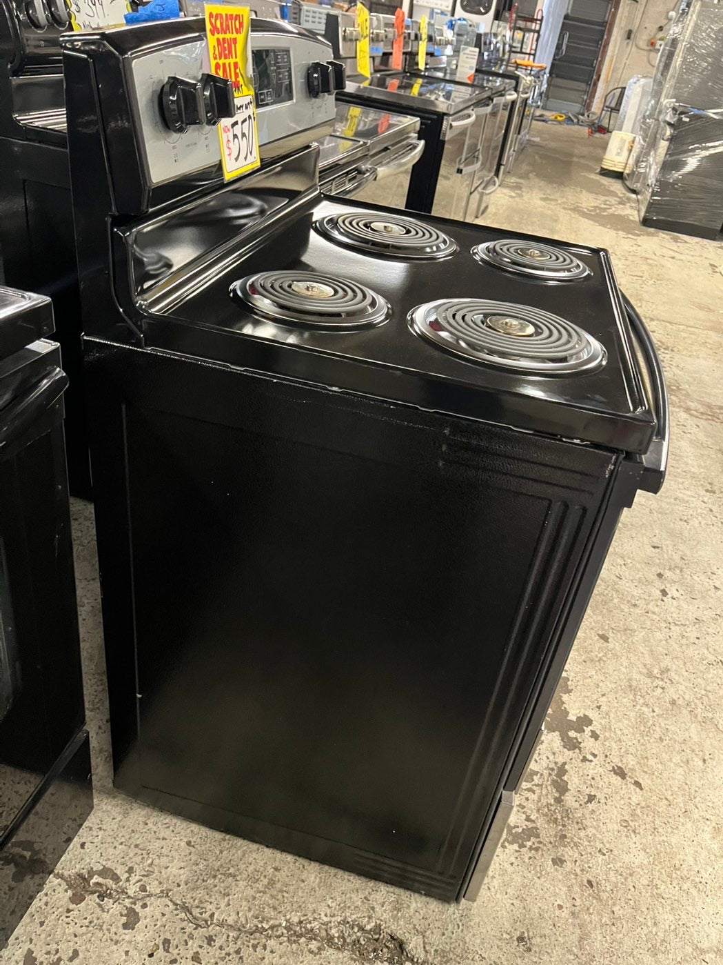 open box New scratch&Dent Amana electric coil top  range 4 bake broil & warm burner stainless steel #ERGC26VB