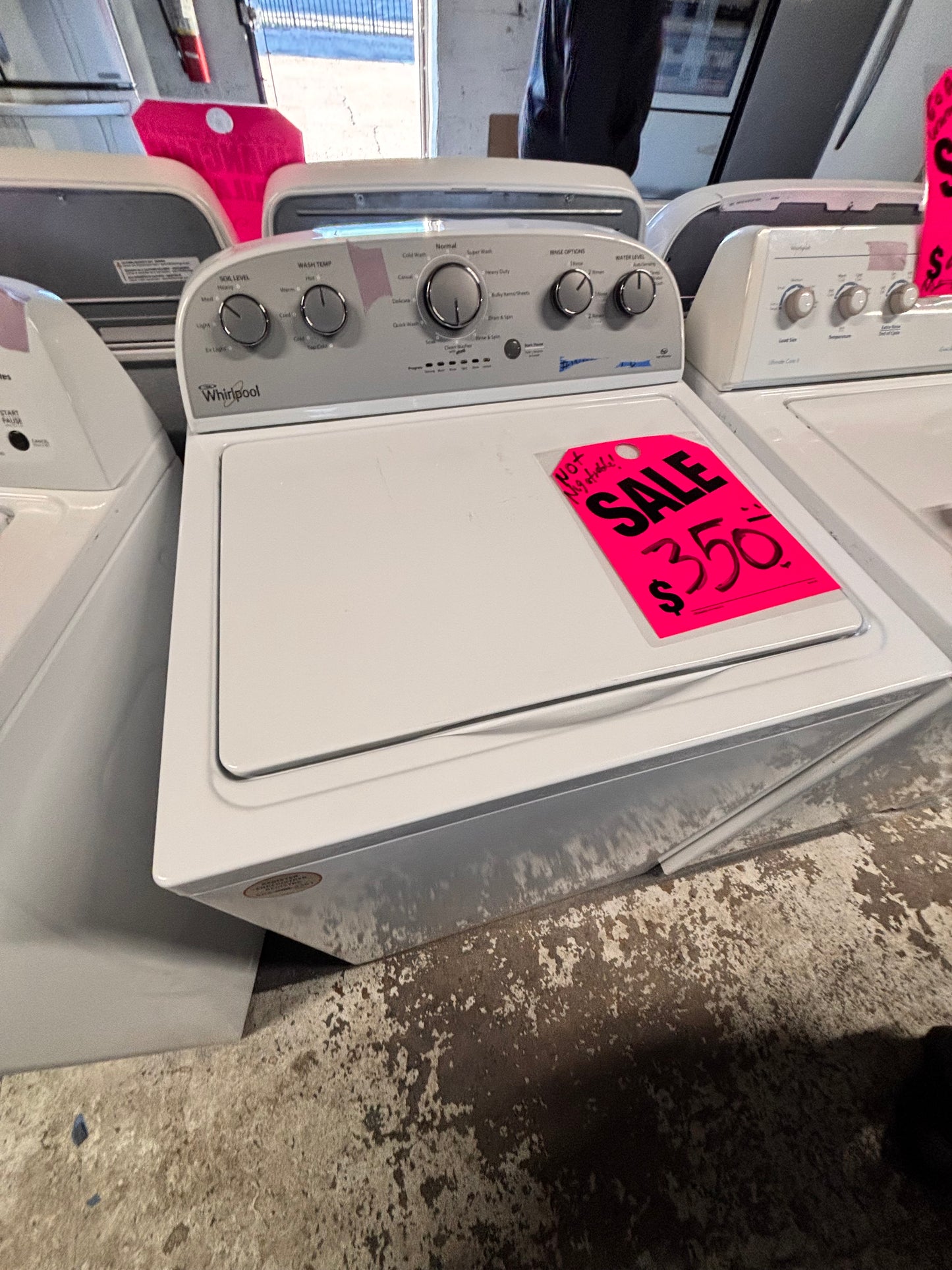 >Whirlpool Top load washing machine w agitator stainless steel drum 27" used-Refurbished #WFBZ23B