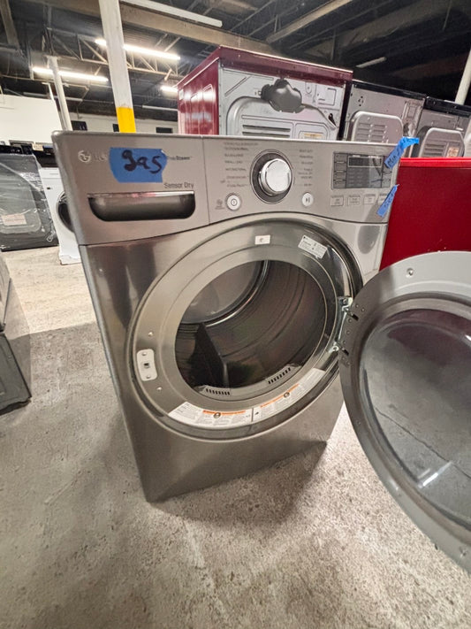 >LG  front load stackable GAS dryer in white , stainless steel drum 27" #ED771GB