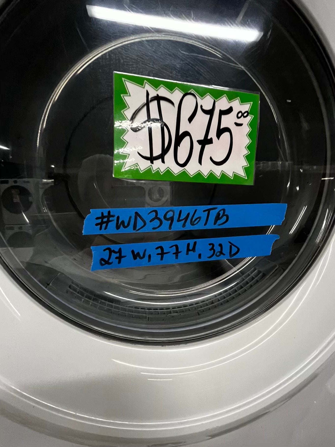 • Samsung  washer 4.5 cu ft & dryer 7.5 cu ft set electric 220v front load stackable or side by side - sensor dry He in white  #WD3946TB