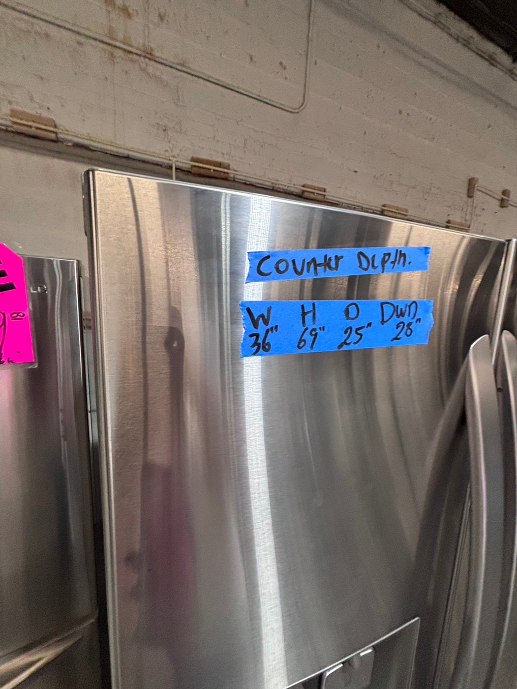 >>36” x69h 24”depth LG  French door Refrigerator counter depth stainless steel w/ ice water dispenser great condition 36" used-refurbished #KVVS24B